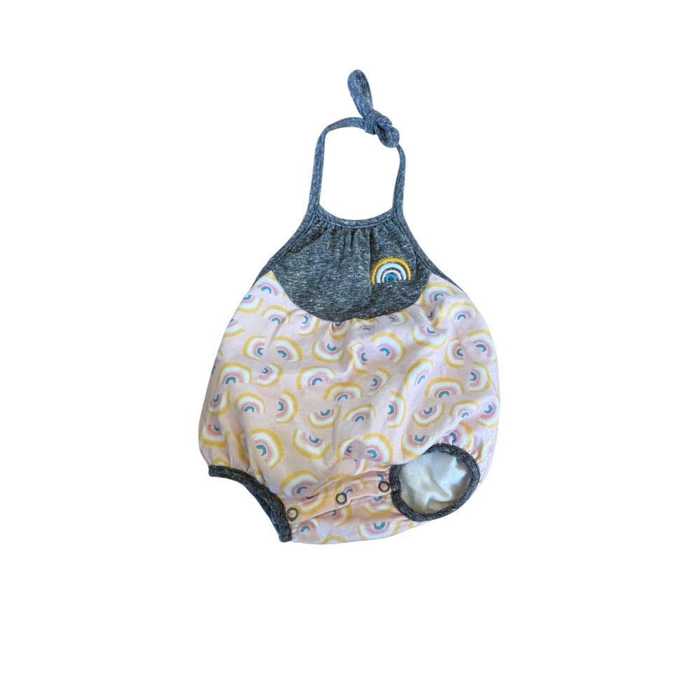 Miki Miette Baby Girl Pink Rainbow Halter Bubble Romper 3M